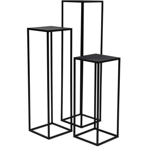 Piédestal Métal 30 X 30 Cm H 100 Cm Int. Carré Haut Noir Mat