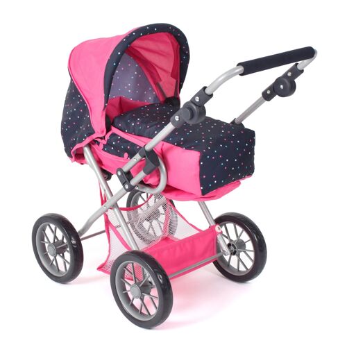 Poussette combinée Leni Rose bleu marine avec pois