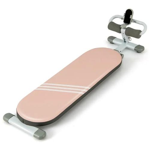 Banc D'entraînement Multifonction Pliable Costway-3 Angles Réglables-Longueur 120-137cm-Support De Téléphone-Siège En Cuir Pvc-Rose