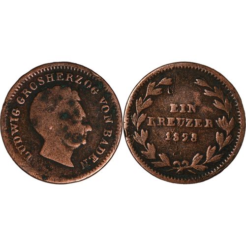Allemagne - Bade - 1829 - 1 Kreuzer - Ludwig I - 22-046