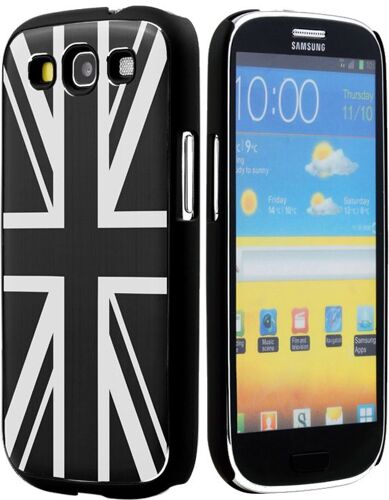 Coque MOXIE aluminium brossé noir drapeau UK pour S3