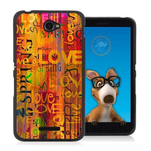 Coque Souple en gel noir pour Sony Xperia E4 avec impression Motifs Love Spring