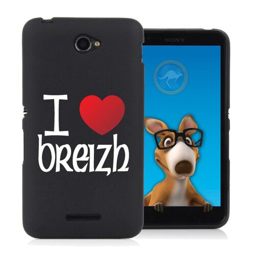 Coque Souple En Gel Noir Pour Sony Xperia E4 Avec Impression Motifs Coeur Rouge