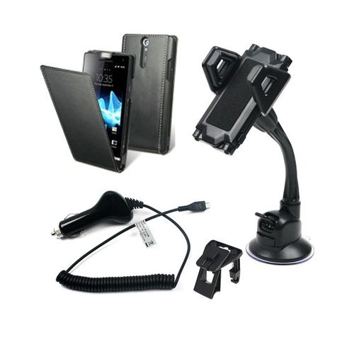 Car Pack Premium Slim Sony Xperia S Étui Film Support Et Allume Cigare Mupak011