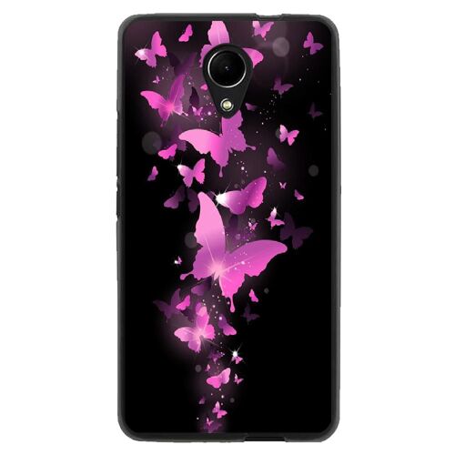 Coque souple pour Wiko Robby avec impression Motifs papillons fushias