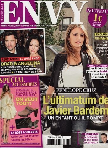 Envy / 11-03-2010 N°5 : Penelope Cruz (3p) - Bénabar (2p) - Angelina Jolie / Brad Pitt (4p)