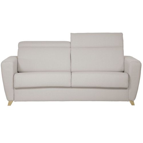 Canapé Convertible 3 Places Avec Têtières Ajustables Beige Avec Matelas 13 Cm Goya