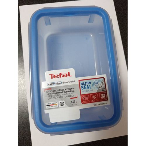 Tefal - Masterseal Essential - Boîte Plastique De Conservation Alimentaire Rectangulaire - 1 L - Bleu
