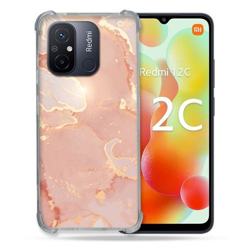 Coque Renforcée Pour Xiaomi Redmi 12c Texture Marbre Rose