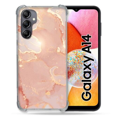 Coque Renforcée Pour Samsung Galaxy A14 4G / 5G Texture Marbre Rose