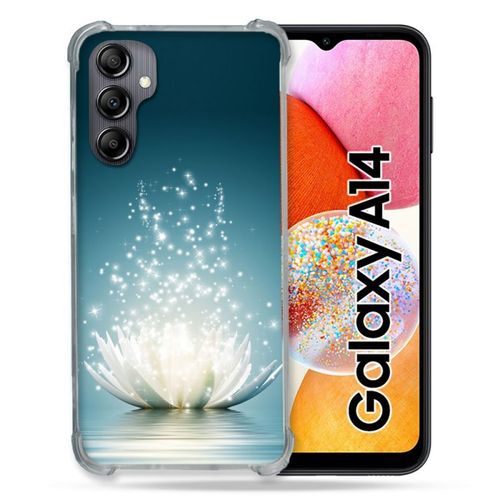 Coque Renforcée Pour Samsung Galaxy A14 4g / 5g Fleur Lotus Blanc