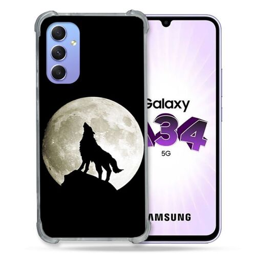 Coque Renforcée Pour Samsung Galaxy A34 5G Animal Loup Noir