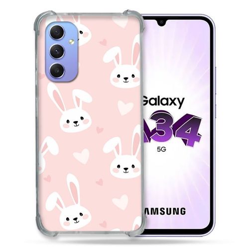 Coque Renforcée Pour Samsung Galaxy A34 5g Animal Lapin Rose