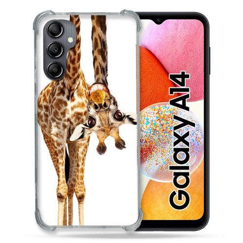 Coque Renforcée Pour Samsung Galaxy A14 4g / 5g Animal Girafe Blanche