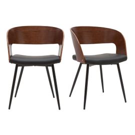 Chaises Design Bois Foncé Noyer, Assises Et Métal Noirs (Lot De 2) Riff