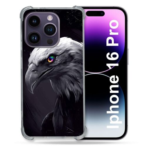 Coque Renforcée Pour Apple Iphone 16 Pro Animal Aigle Royal Noir