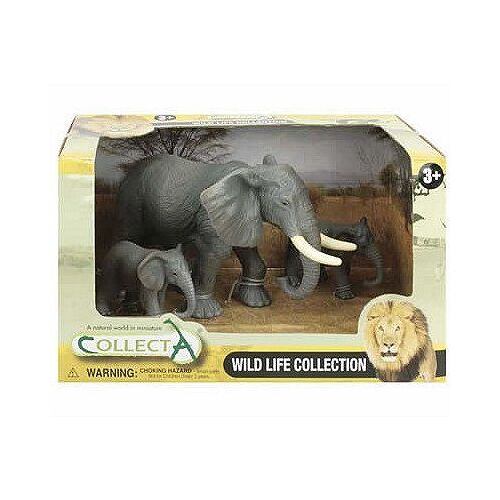 Figurine Eléphants D'afrique Et Deux Bébés