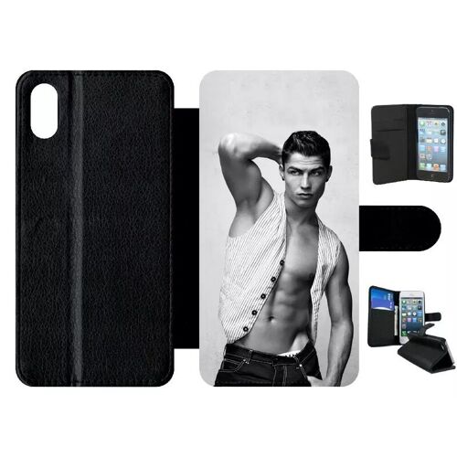 Etui À Rabat Iphone Xs Max - Cr7 Cristiano Ronaldo Body Beau Gosse - Simili-Cuir - Noir