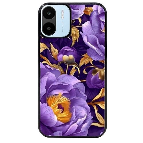 Coque Noire Pour Redmi A1 Et A2 Fleur Violette