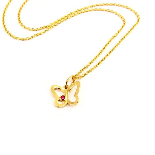 Collier Plaqué Or "Papillon