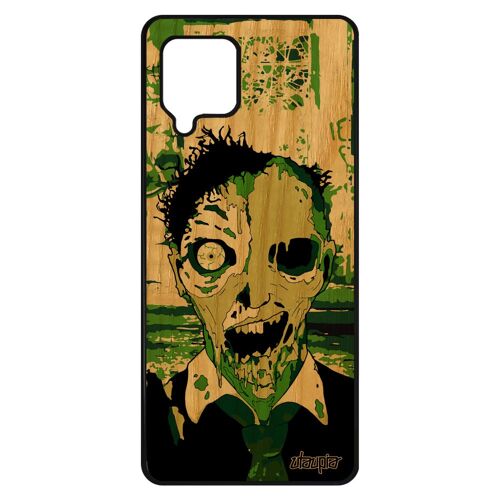 Coque silicone Samsung A42 bois zombie epouvante fin du monde 4G etui telephone mort vivant Vert halloween design squelette galaxy