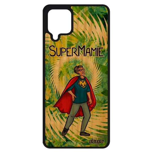 Coque Pour A12 En Bois Silicone Super Mamie Heros Drole Humour Cadeau De Noel Grand Mere Bd Comique Frêne Telephone Samsung Galaxy