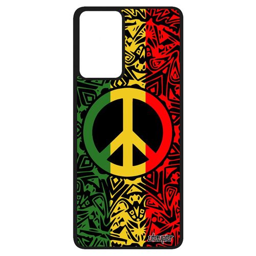 Coque Pour Samsung Galaxy A52 En Silicone Peace And Love Case Ragga Reggae Etui & Jamaique Mandala Dessin Yoga Rasta Jaune Boheme