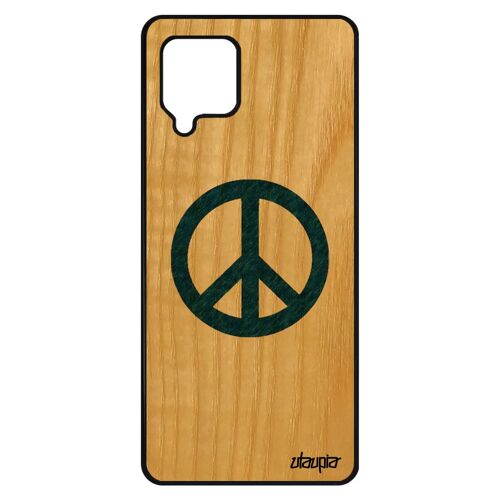 Coque En Vrai Bois Pour Galaxy A42 Silicone Peace And Love Symbole Paix Et Amour Telephone Hippie Case Dessin Antichoc Image Samsung