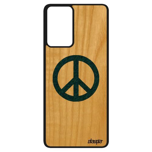 Coque Bois Pour Samsung A52s Silicone Peace And Love Smartphone Motif Image Bleu Rasta Dessin Symbole Pas Cher Hippie Noir De Galaxy