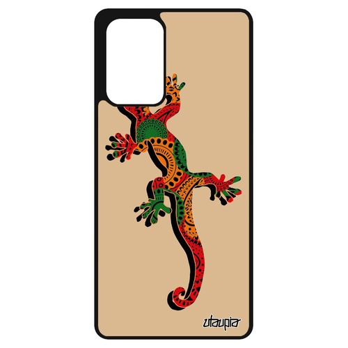 Coque Samsung Galaxy A72 En Silicone Salamandre Reptile Ethnique Original Telephone Esprit Du Feu Rasta Hippie Jaune Lezard Jamaique