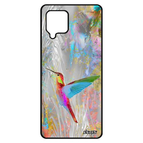 Coque A42 Silicone Colibri Antichoc Telephone Sm-A426b Oiseau Design Nature Animaux Plumes Gris Metal Animal Noir De Samsung Galaxy