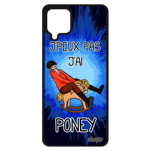 Coque Samsung A12 Silicone J'peux Pas J'ai Poney Bd Aqua Texte Portable Case Equitation Comique Rigide Drole Humoristique De Galaxy