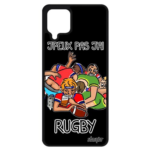 Coque pour Galaxy A12 silicone j'peux pas j'ai rugby sport caoutchouc antichoc bd Noir etui personnalisé drole humoristique Samsung