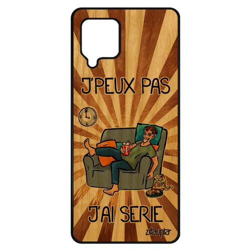 Coque en bois j'peux pas j'ai série Samsung A42 et silicone drole comique tele souple case texte dessin marron je manga jpeux galaxy
