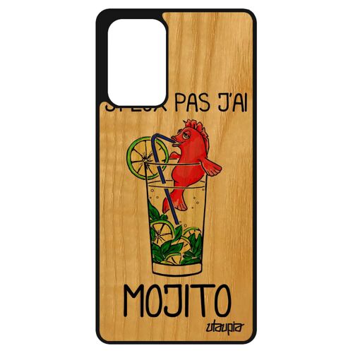 Coque Galaxy A72 En Bois Silicone J'peux Pas J'ai Mojito Portable Humour Humoristique Bd Noir Telephone Drole Design Rouge Samsung
