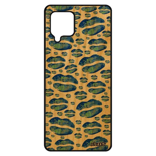 Coque pour Samsung A42 bois silicone bouche motif mobile telephone portable abstrait femme cigarette bleu bisou levres cover galaxy