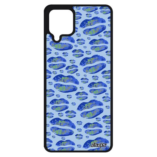 Coque Samsung A12 en silicone levres cigarette smartphone bouche fille impression femme case design bleu housse motif smack galaxy