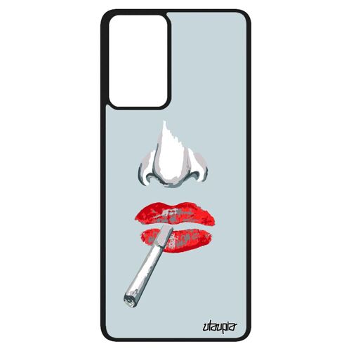 Coque Silicone Femme Samsung Galaxy A52s Love Bouche Telephone Fatale Noir Original Smartphone Art Levres Rouge Portable Bisou
