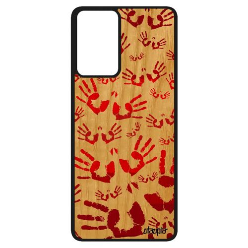 Coque Empreinte Main Galaxy A52 En Bois Silicone Case 4g Imprimé Trace De Rouge De Protection Enfant Petites Design Peinture Samsung