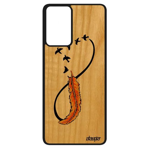 Coque En Bois Silicone Samsung Galaxy A52 Infini Mobile Oiseau Jaune De Protection Plume Sans Fin Amour Etui Nuage