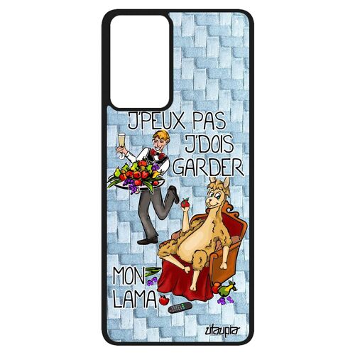 Coque Samsung A52 silicone humour j'peux pas j'dois garder mon lama bleu portable texte drole je comique mobile telephone bd galaxy