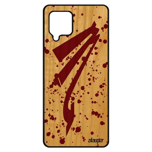 Coque bois Signe du zodiaque scorpion A42 silicone Rouge femme tache d'encre tropical peinture etui calligraphie de Samsung galaxy