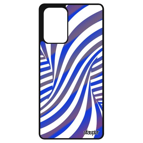 Coque silicone pour Galaxy A72 illusion d'optique tourbillon etui de protection effet mobile bleu mirage graphique bicolore Samsung