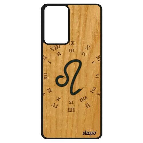 Coque silicone Samsung A52 bois Signe lion portable case horloge personnalisé horoscope avenir univers Bleu du zodiaque femme galaxy