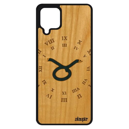 Coque Pour Samsung A12 Bois Silicone Signe Taureau Homme Astrologique Portable Housse Motif Du Zodiaque Telephone Univers 4g Galaxy