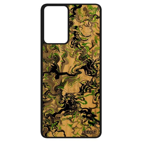 Coque Samsung A52 En Bois Et Silicone Marbre Forme Noir Ondulé Motif Personnalisé Fond Fait Main Portable Effet Frêne Vert Galaxy