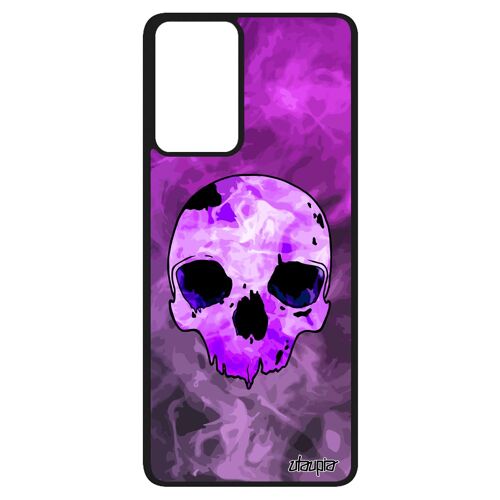 Coque Antichoc Pour Samsung Galaxy A52s Silicone Tete De Mort De Protection Halloween Crane Squelette Feu Violet Emo Enfer Os Metal