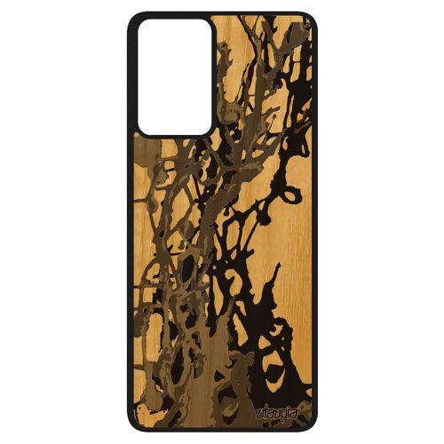 Coque Silicone Samsung A52s En Bois Peinture Moderne Motif Abstrait Personnalisé Etui Artisanal Texture Gris Fond Design Case Galaxy