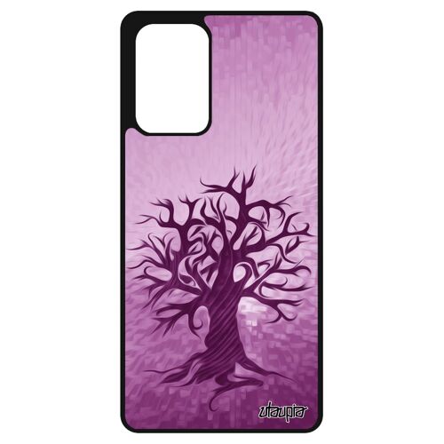 Coque peinture arbre pour Samsung A72 en silicone etui foret nature personnalisé violet motif artistique naturel ecolo de vie galaxy