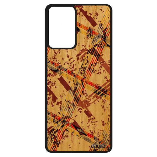 Coque Samsung Galaxy A52 Bois Silicone Carreau Tartan Souple Fond Carre Portable Design Marron Telephone 4g Housse De Made In France